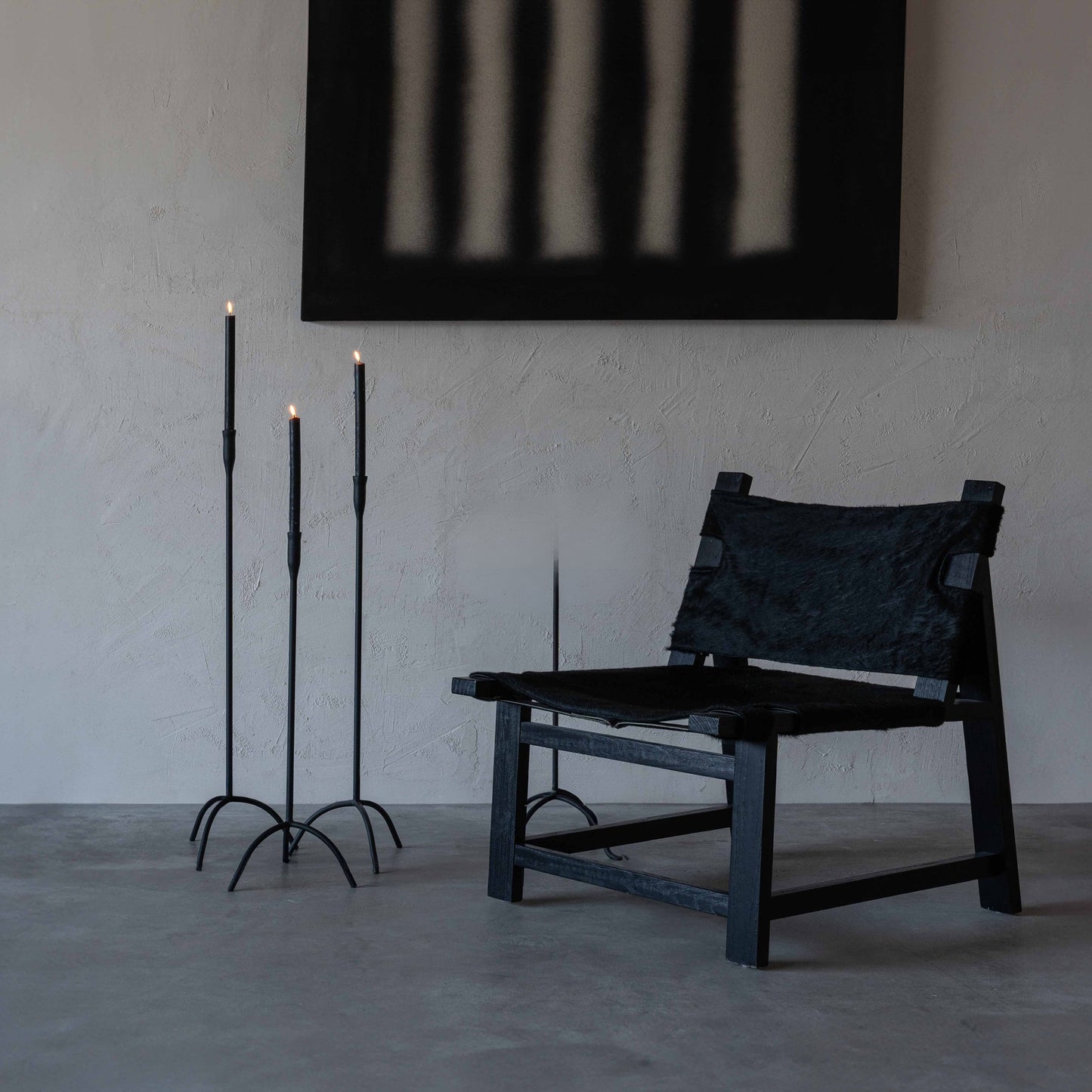 Set of Three Steel Candle Stand