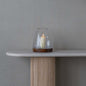 Oval Glass Candle Holder with Wooden Base