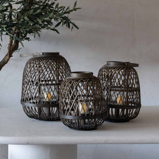 Classic Dark Wood Candle Holder | Lantern with Glass